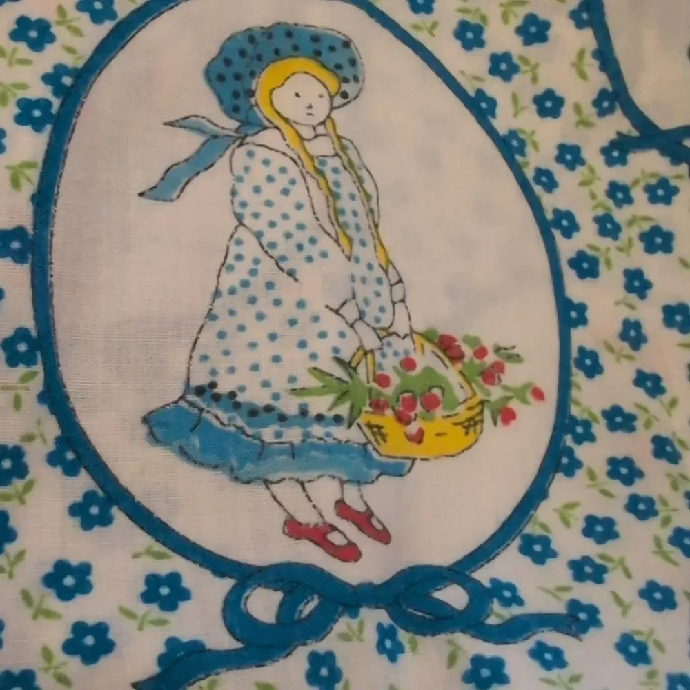 Holly Hobbie Girls vintage long floral blue dress cottage core‎
